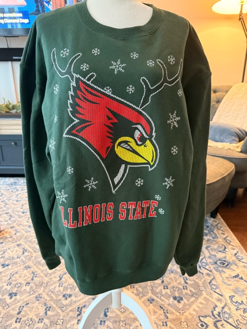 Champion Illinois State Green Crewneck Sweatshirt with Red Cardinal Graphic